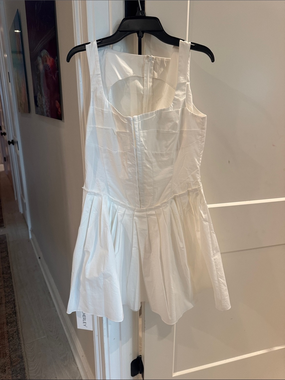 White Sleeveless Pleated Skater Dress